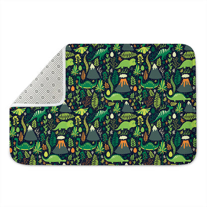 Cute Dinosaur And Floral Pattern Print Indoor Door Mat