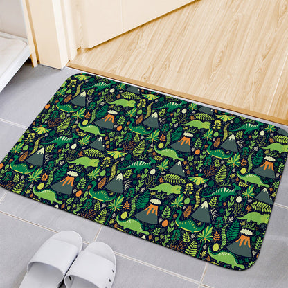 Cute Dinosaur And Floral Pattern Print Indoor Door Mat
