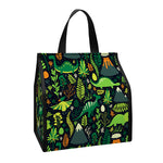 Cute Dinosaur And Floral Pattern Print Insulated Lunch Tote