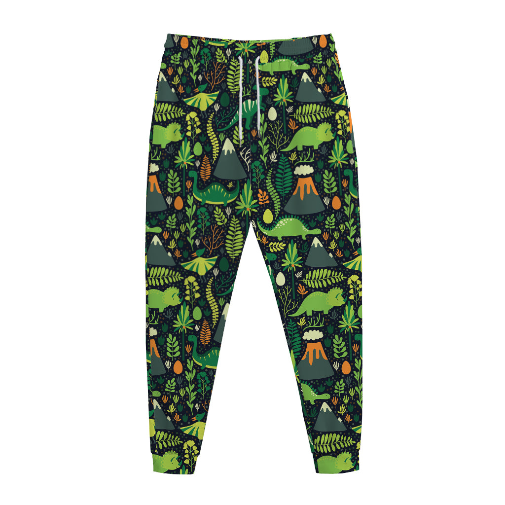 Cute Dinosaur And Floral Pattern Print Jogger Pants