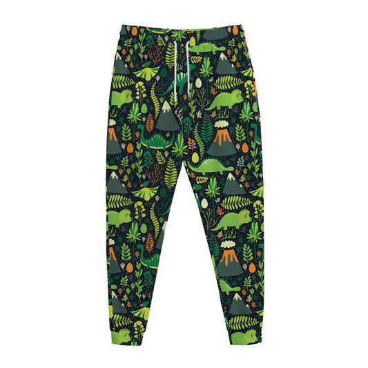 Cute Dinosaur And Floral Pattern Print Jogger Pants