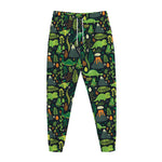 Cute Dinosaur And Floral Pattern Print Jogger Pants