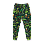 Cute Dinosaur And Floral Pattern Print Jogger Pants