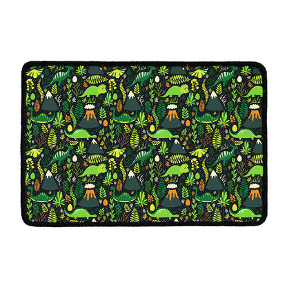 Cute Dinosaur And Floral Pattern Print Kitchen Mat