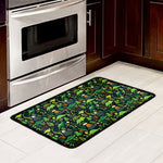 Cute Dinosaur And Floral Pattern Print Kitchen Mat