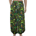 Cute Dinosaur And Floral Pattern Print Lantern Pants