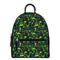 Cute Dinosaur And Floral Pattern Print Leather Backpack