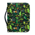 Cute Dinosaur And Floral Pattern Print Leather Bible Cover