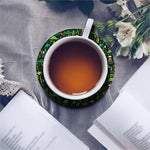 Cute Dinosaur And Floral Pattern Print Leather Coaster Set