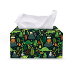 Cute Dinosaur And Floral Pattern Print Leather Tissue Box Cover