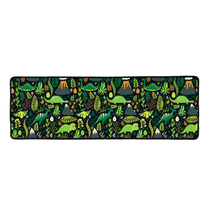 Cute Dinosaur And Floral Pattern Print Long Kitchen Mat