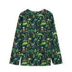 Cute Dinosaur And Floral Pattern Print Long Sleeve Short Coat