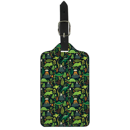 Cute Dinosaur And Floral Pattern Print Luggage Tag