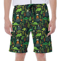 Cute Dinosaur And Floral Pattern Print Men's Beach Shorts