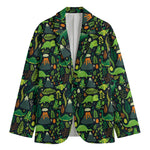 Cute Dinosaur And Floral Pattern Print Men's Blazer