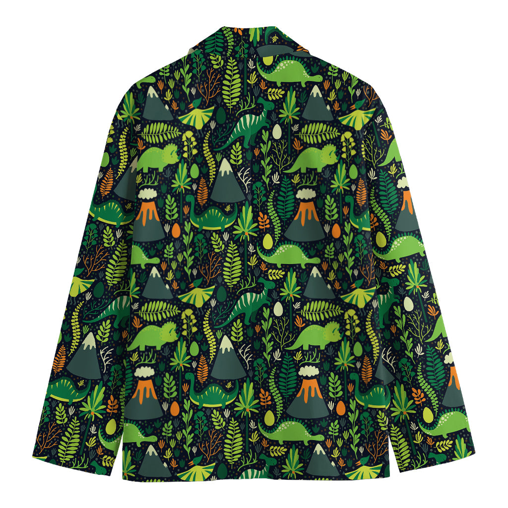 Cute Dinosaur And Floral Pattern Print Men's Blazer