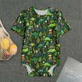 Cute Dinosaur And Floral Pattern Print Men's Bodysuit