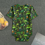 Cute Dinosaur And Floral Pattern Print Men's Bodysuit