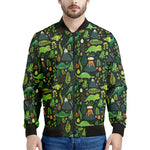 Cute Dinosaur And Floral Pattern Print Men's Bomber Jacket
