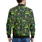 Cute Dinosaur And Floral Pattern Print Men's Bomber Jacket