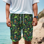 Cute Dinosaur And Floral Pattern Print Men's Cargo Shorts
