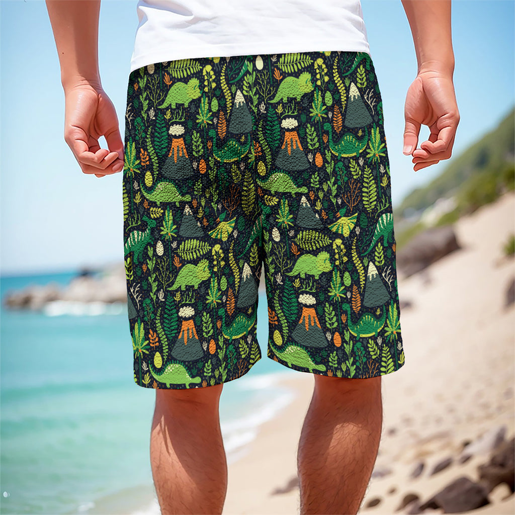 Cute Dinosaur And Floral Pattern Print Men's Cargo Shorts