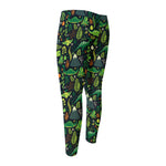 Cute Dinosaur And Floral Pattern Print Men's Compression Pants