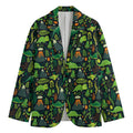 Cute Dinosaur And Floral Pattern Print Men's Cotton Blazer