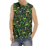 Cute Dinosaur And Floral Pattern Print Men's Fitness Tank Top