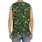 Cute Dinosaur And Floral Pattern Print Men's Fitness Tank Top