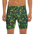 Cute Dinosaur And Floral Pattern Print Men's Long Boxer Briefs