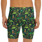 Cute Dinosaur And Floral Pattern Print Men's Long Boxer Briefs