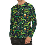 Cute Dinosaur And Floral Pattern Print Men's Long Sleeve Rash Guard