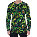 Cute Dinosaur And Floral Pattern Print Men's Long Sleeve T-Shirt