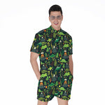 Cute Dinosaur And Floral Pattern Print Men's Rompers