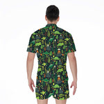 Cute Dinosaur And Floral Pattern Print Men's Rompers
