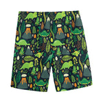 Cute Dinosaur And Floral Pattern Print Men's Sports Shorts