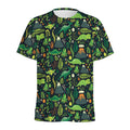 Cute Dinosaur And Floral Pattern Print Men's Athletic T-Shirt