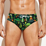 Cute Dinosaur And Floral Pattern Print Men's Swim Briefs
