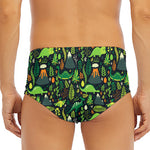 Cute Dinosaur And Floral Pattern Print Men's Triangle Swim Briefs