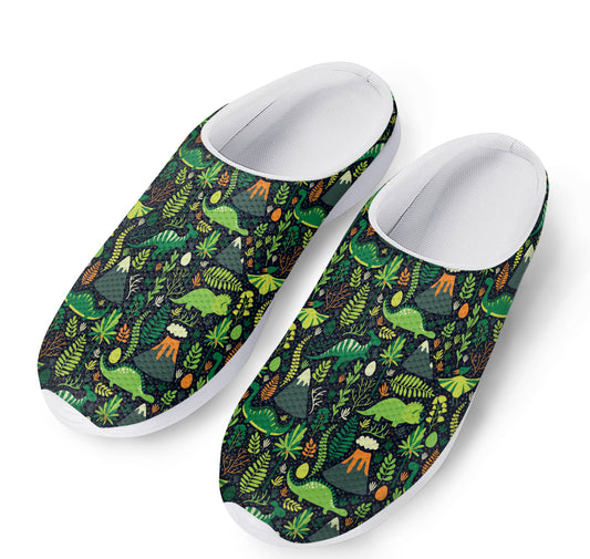 Cute Dinosaur And Floral Pattern Print Mesh Casual Shoes