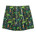 Cute Dinosaur And Floral Pattern Print Mesh Shorts