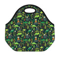 Cute Dinosaur And Floral Pattern Print Neoprene Lunch Bag