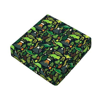 Cute Dinosaur And Floral Pattern Print Outdoor Seat Cushion Cover