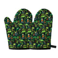 Cute Dinosaur And Floral Pattern Print Oven Mitts