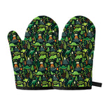 Cute Dinosaur And Floral Pattern Print Oven Mitts