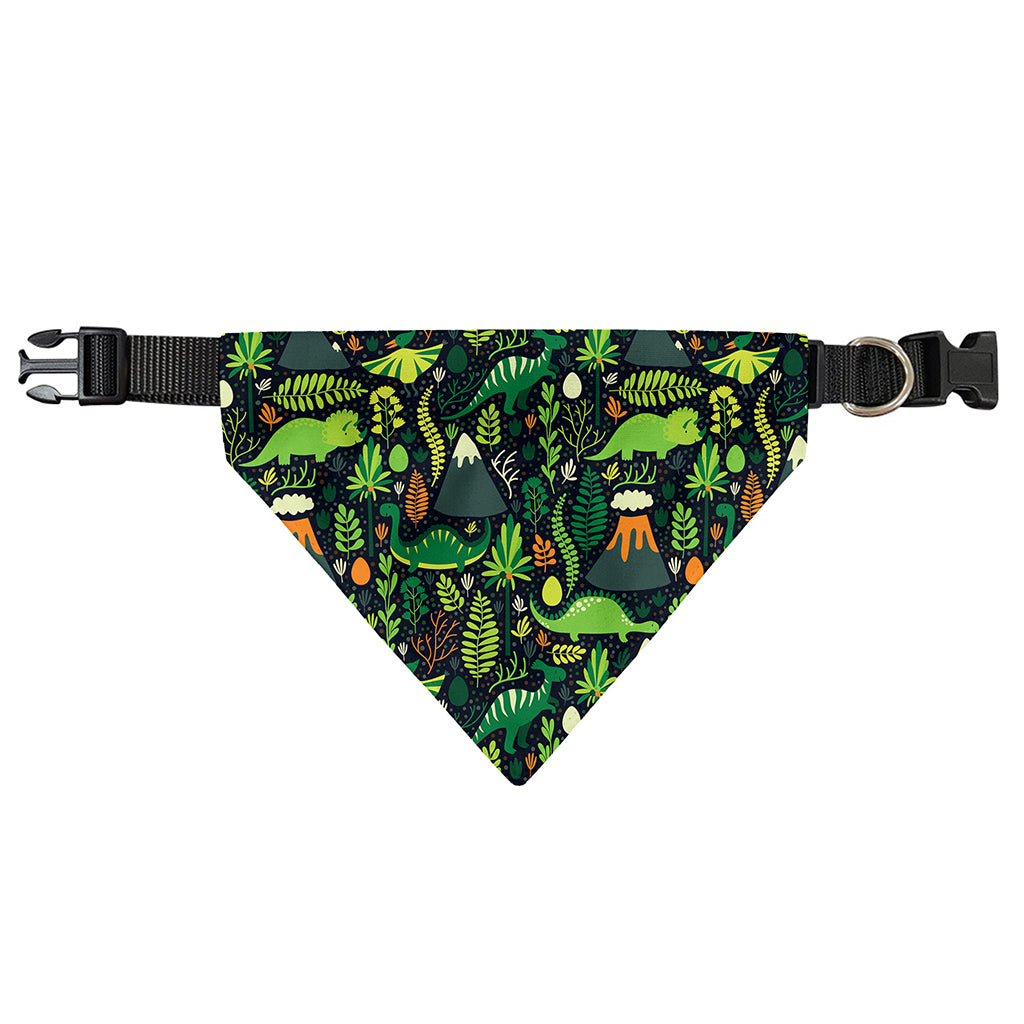 Cute Dinosaur And Floral Pattern Print Over The Collar Dog Bandana