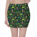 Cute Dinosaur And Floral Pattern Print Pencil Mini Skirt
