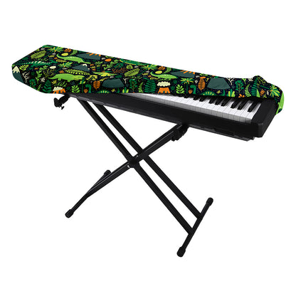Cute Dinosaur And Floral Pattern Print Piano Keyboard Cover