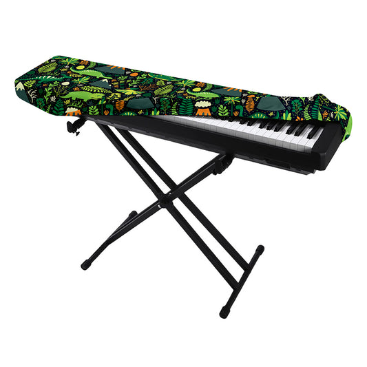 Cute Dinosaur And Floral Pattern Print Piano Keyboard Cover